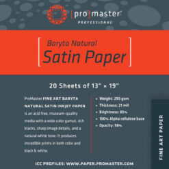 ProMaster Fine Art Baryta Natural Satin Paper 13"x19" - 20 Sheets