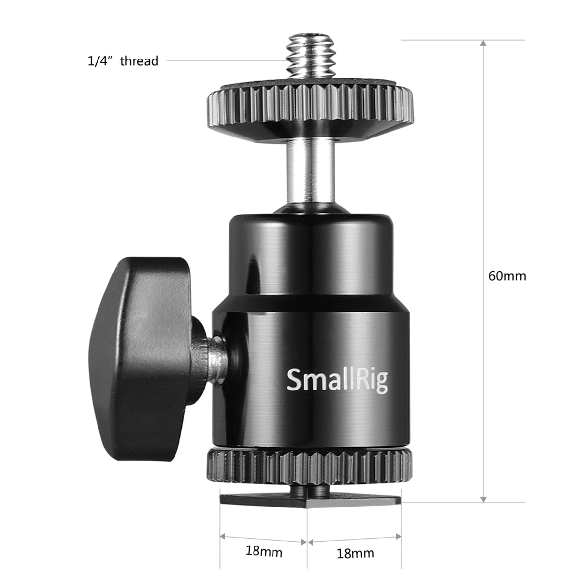 SmallRig Camera Hot Shoe Mount with 1/4"-20 Screw Ball Head (2-Pack) - Image 3