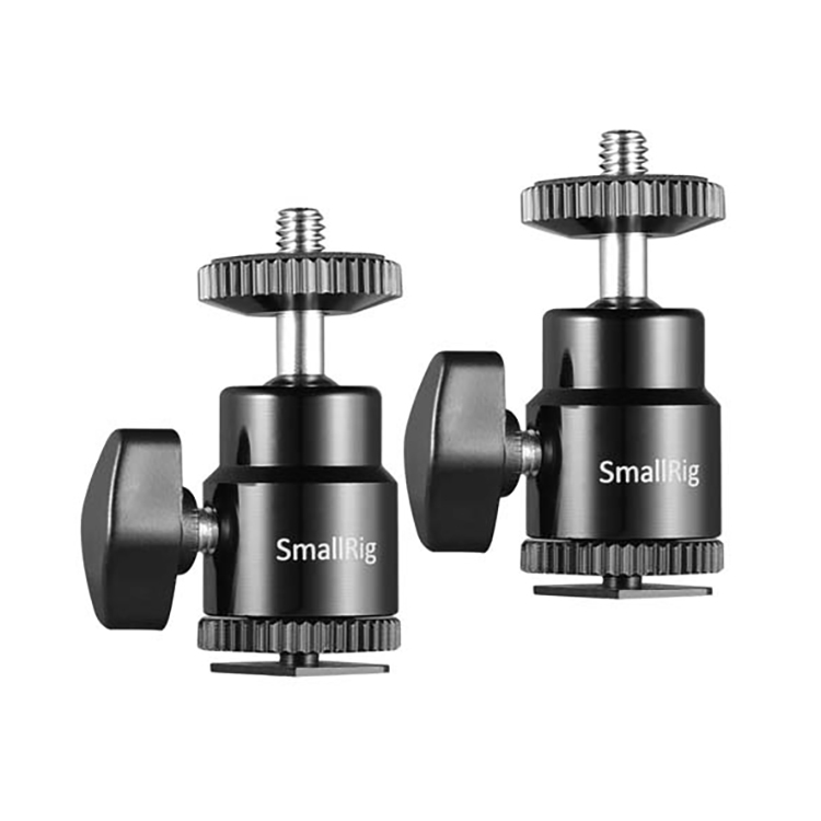 SmallRig Camera Hot Shoe Mount with 1/4"-20 Screw Ball Head (2-Pack)