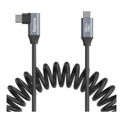 SmallRig Coiled USB-C Straight to USB-C Angled Data Cable (13.8")