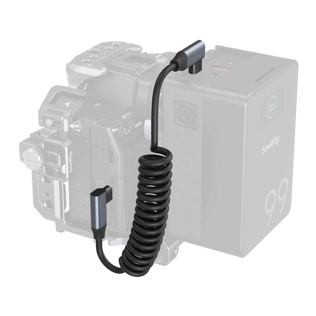 SmallRig Coiled USB-C Angled to USB-C Angled Data Cable (13.8") - Image 3
