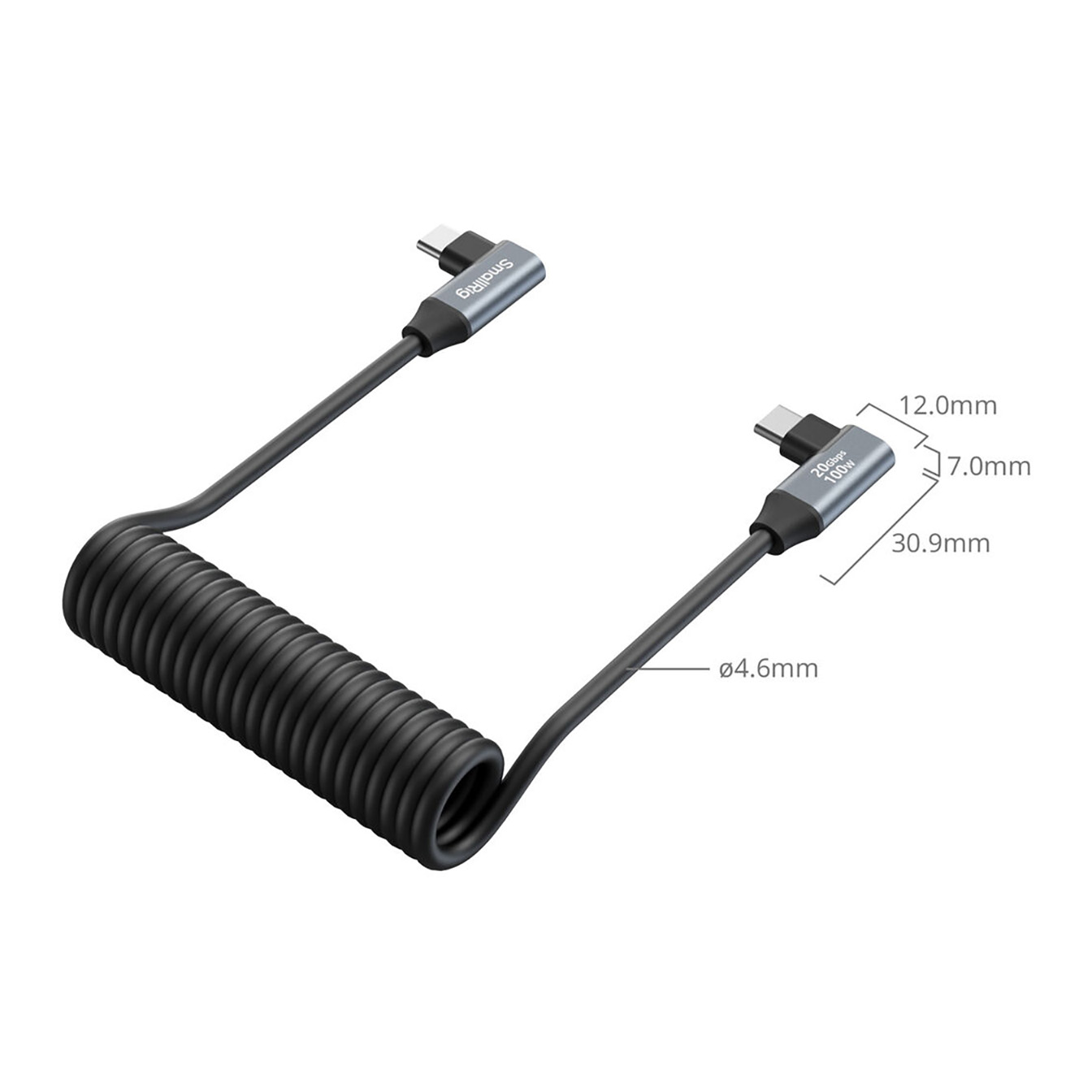 SmallRig Coiled USB-C Angled to USB-C Angled Data Cable (13.8") - Image 5