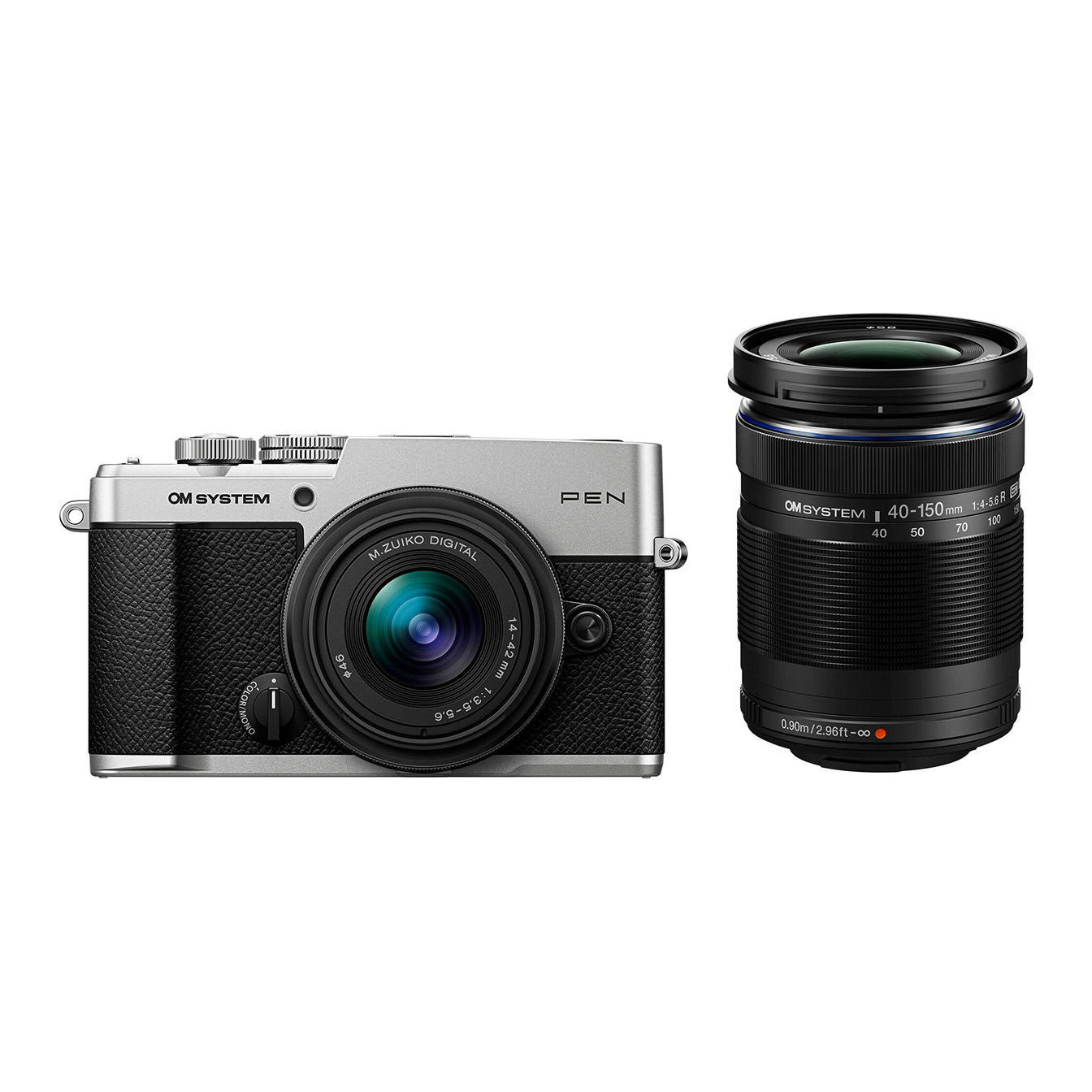 OM SYSTEM PEN Mirrorless Camera with 14-42mm III and 40-150mm R Lenses (Silver)