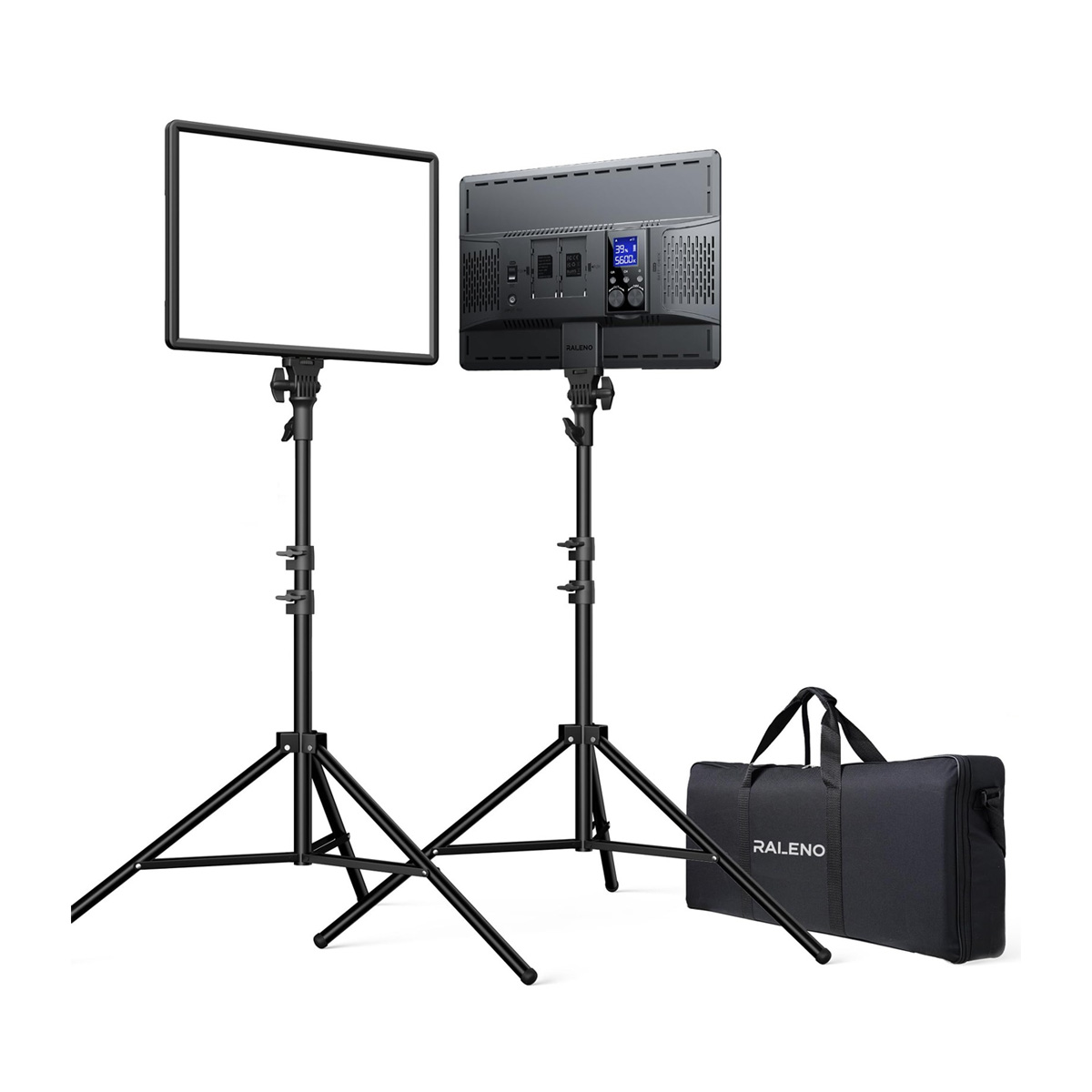 Raleno 18" 45W LED Video Light Panel Kit with 78" Stands